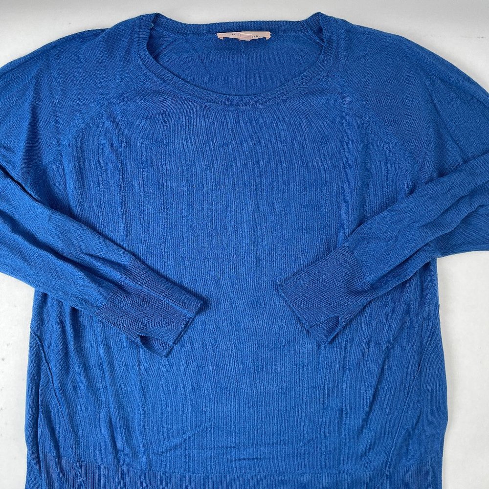 Philosophy Womens Blue High Low Ribbed Shirt Sweater Top, Size Medium
